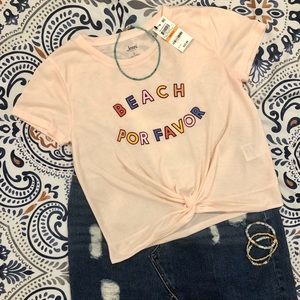 Beach Please Front Knot Crop Top